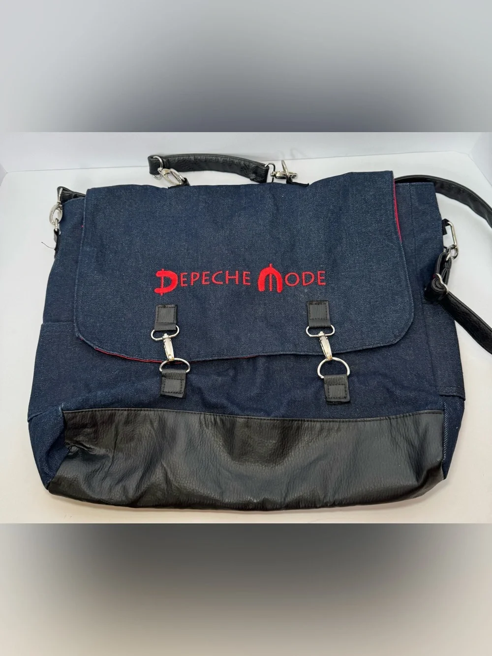Depeche Mode Global Spirit Tour VIP Messenger Bag Denim Red Logo Satchel 2017